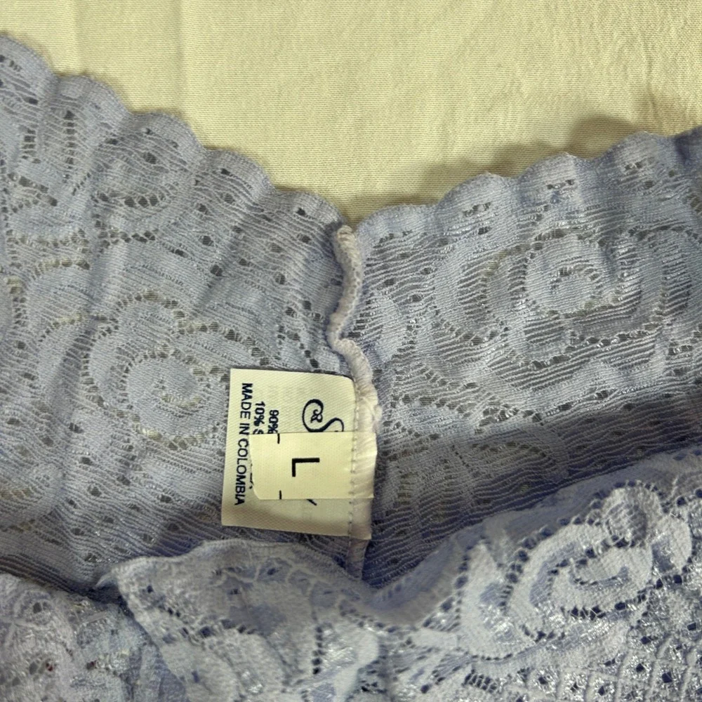 Susy VTG Floral Lace‎ Boyshort Panties Periwinkle Blue Lingerie Size Large NWT